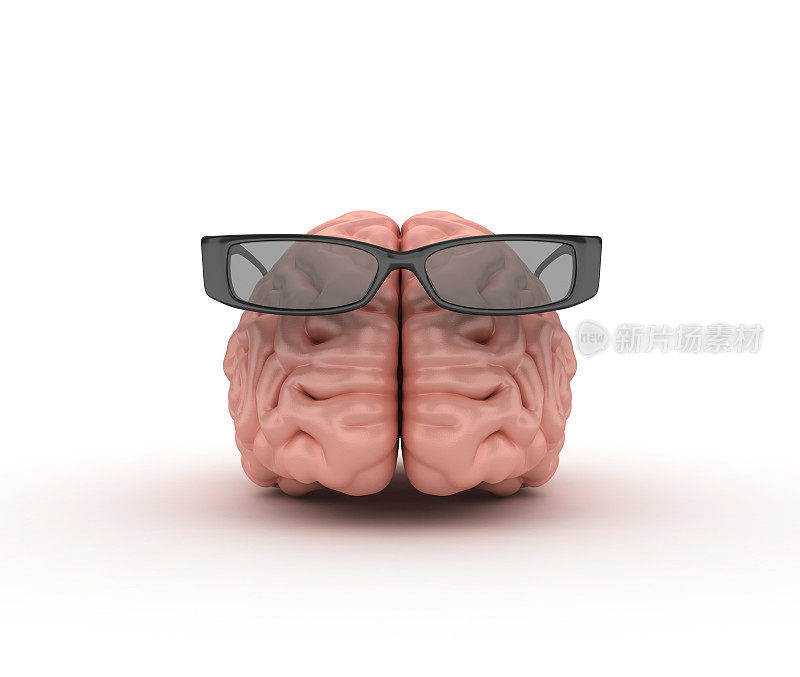 人类的大脑与眼镜- 3D渲染